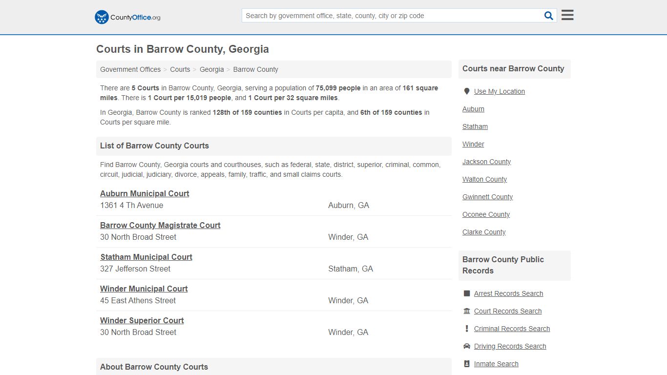 Courts - Barrow County, GA (Court Records & Calendars)